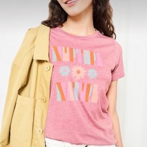 New Parks Project Nurture Nature Short Sleeve Tee Shirt Top Pink Flower Floral S